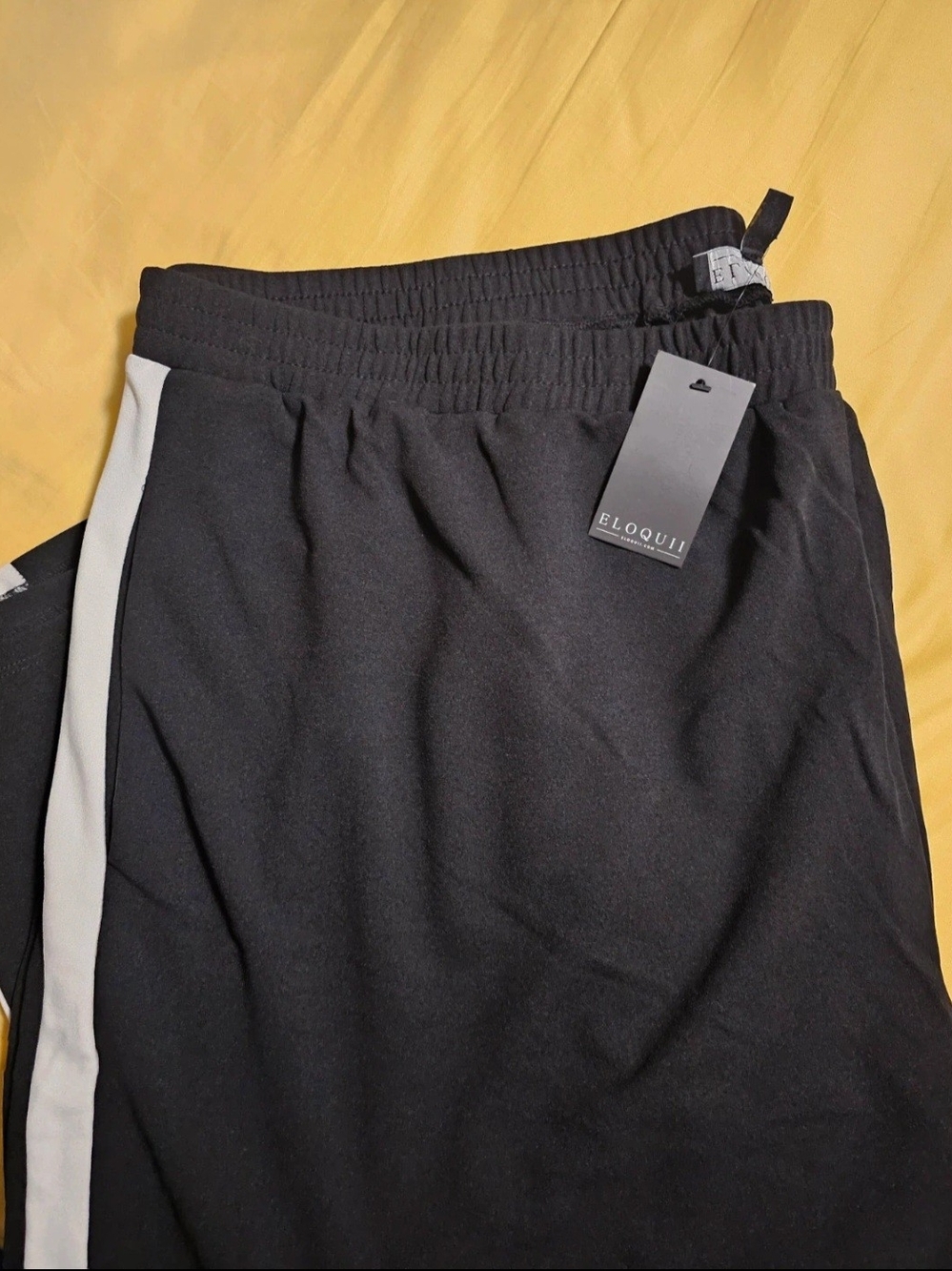 Eloquii Womens' Black Pants with White Side Stripe